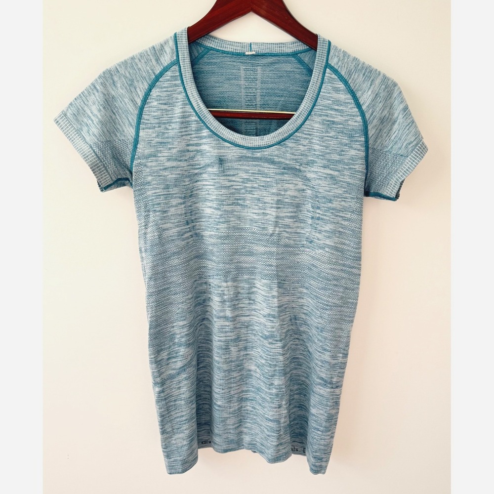 Lululemon Women's Swiftly Tech Short Sleeve Scoop Heathered Tofino Teal Sz 8 - Picture 4 of 10